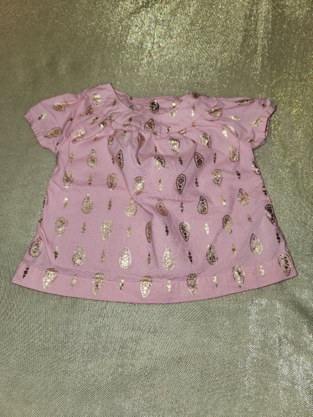 Carter's Just One You Newborn Pink Gold Paisley Print Top NB Baby Girl